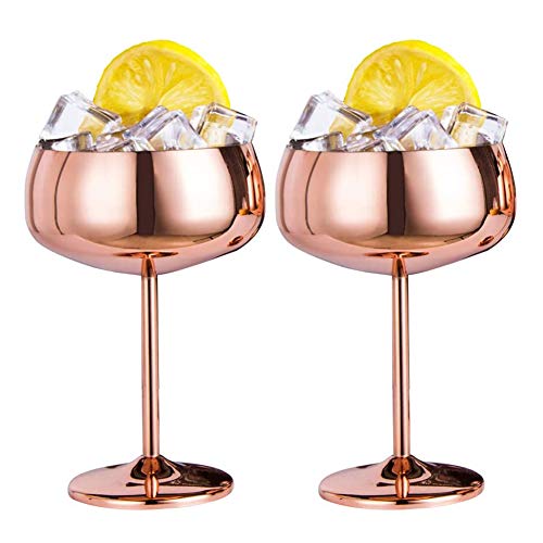 Kamenda Cocktailschale Rotweinglas aus Edelstahl, Cups Champagne, Sektgläser, Anti-Fall, Cocktailschalen für uhause, Restaurants und Partys Bar KTV(2Pack)
