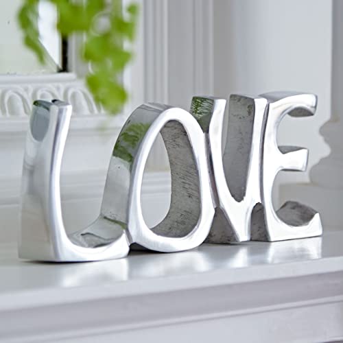 'LOVE'-Schild aus recyceltem Metall | 20 cm x 8,5 cm | Fair gehandelt & handgefertigt | New Home Decor Geschenk Kaminsims Metall Ornament