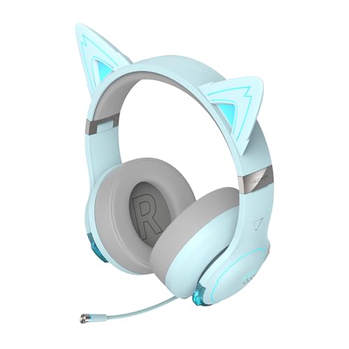 Edifier G5BT Bluetooth-Gaming-Kopfhörer mit niedrigem Latenzmodus, Katzenstil, Himmelblau