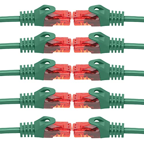 BIGtec - 10 Stück - 7,5m Gigabit Netzwerkkabel Patchkabel Ethernet LAN DSL Patch Kabel grün (2X RJ-45 Anschluß, CAT.5e, kompatibel zu CAT.6 CAT.6a CAT.7) 7,5 Meter