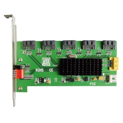 Kytxqikd RAID5-Array-Karte, Festplattenbeschleunigerkarte, Fünf-Kanal-SATA2-Generation, 5-Port-Karte, Treiberfreier Controller