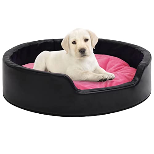 TECHPO Startseite Möbel Hundebett schwarz und pink 99x89x21 cm Größe Plüsch und Kunstleder