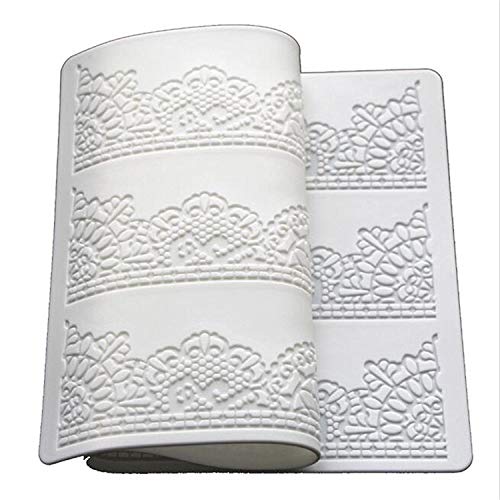 39,8 x 20 cm weiß- und Fondant Silikon Spitze Backen Matte Blumen Muster Silikon Form Pad für Kuchen dekorieren Tools Backpinsel, Backform