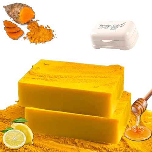 Melaglo Brightening Soap, Lemon Turmeric Kojic Acid Soap, Bright & Even Turmeric Soap Bar, Organic Turmeric Soap, Deep Cleansing Turmeric Soap, Bath Soap for Face & Body (2)