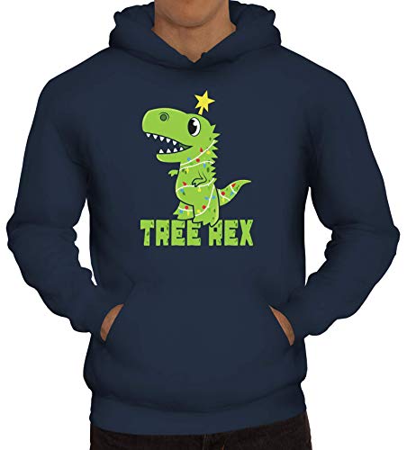ShirtStreet süßes T-Rex Herren Hoodie Männer Kapuzenpullover Tree Rex, Größe: XL,Navy