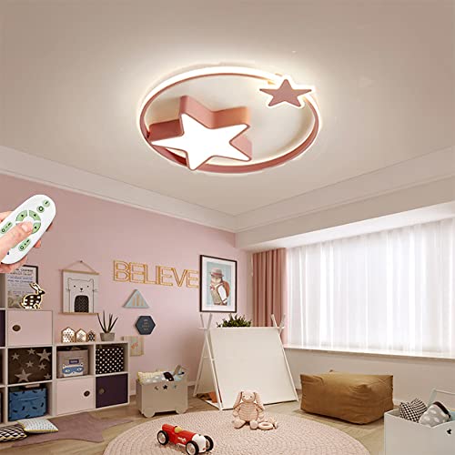 Deckenleuchte LED Moderne Kinderlampe Kinderzimmer Jungen Mädchen Deckenlampe Sternenhimmel Lampe Dimmbar Mit Fernbedienung Interior Schlafzimmer Lichter Wohnzimmer Pendellampe,Rosa,45cm29W