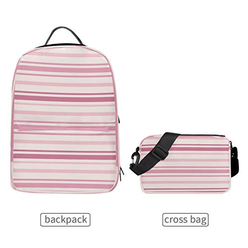 FAJRO Pink Series Reiserucksack und Crossbag mit Streifenmuster