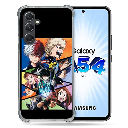 Cokitec Schutzhülle aus Hartglas für Samsung Galaxy A54 5G Manga My Hero Academia, Schwarz