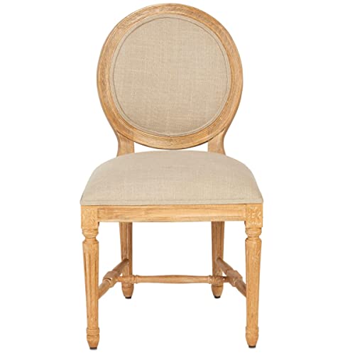 Pureday Stuhl-Set, 2-TLG. Emilia - Esszimmerstühle, runde Rückenlehne - Barockstil - Mangoholz - Beige