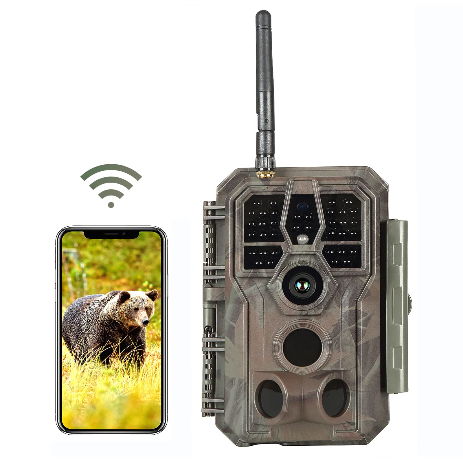 Folgtek WLAN Wildkamera Beobachtungsmonitor 48MP 1296P mit Nachtsicht 30m Bewegungsaktivierung IP66 Wasserdicht 2,4 Zoll LCD Bildschirm 0,1s Auslösezeit für Wildtiere Jagd und Heimsicherheit