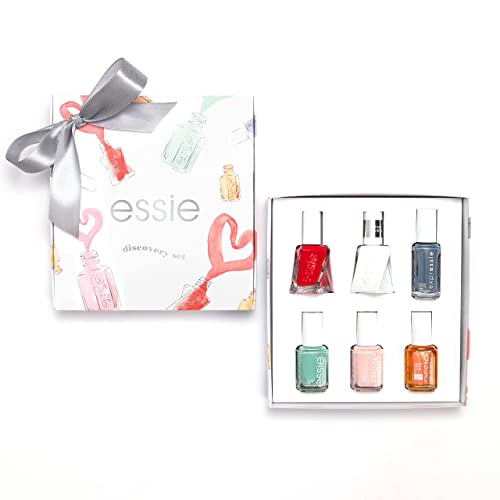 Essie 6-teiliges Discovery Set: Gel Couture Rock the Runway, Gel Couture Top Coat, Expressie Air Dry, Mint Candy Apply, Ballettschuhe, Aprikosenöl