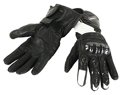 Rider-tec Handschuhe Moto Sommer & Zwischensaison Leder rt4302, schwarz/weiß, Größe XL