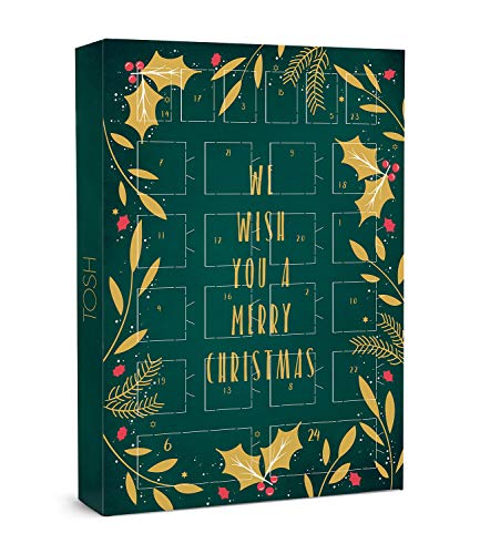 TOSH Schmuck-Adventskalender in Grün mit We Wish You a Merry Christmas Schriftzug, zum aufhängen an der Wand (701-025)