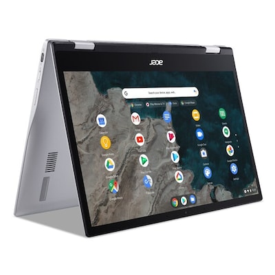 Acer Chromebook Spin 513 CP513-1H - Flip-Design - Snapdragon 7c Kryo 468 - Chrome OS - Qualcomm Adreno 618 - 4 GB RAM - 64 GB eMMC - 33.8 cm (13.3) IPS Touchscreen 1920 x 1080 (Full HD) - Wi-Fi 5 - Reines Silber - kbd: Deutsch
