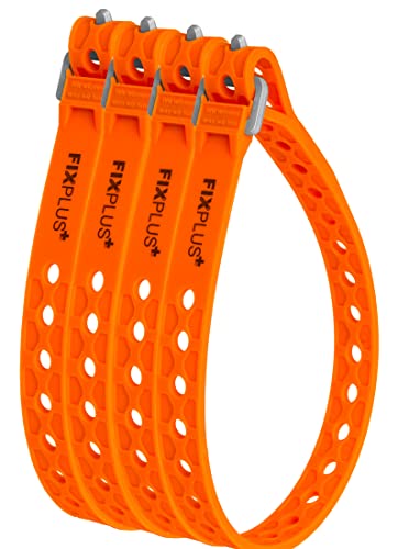 Fixplus Strap 4er-Pack Nano Slim Fit - Zurrgurt Zum Sichern, Befestigen, Bündeln und Festzurren, aus Spezialkunststoff mit Aluminiumschnalle30cm x 1,2cm (orange)