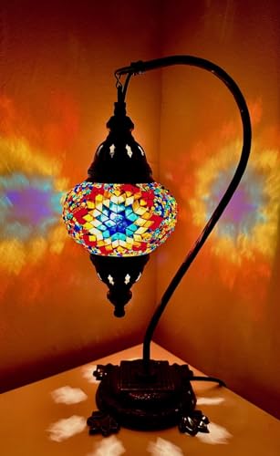 Mosaik - Stehlampe M Tischlampe Mosaiklampe Orange - Blau Stern Samarkand-Lights