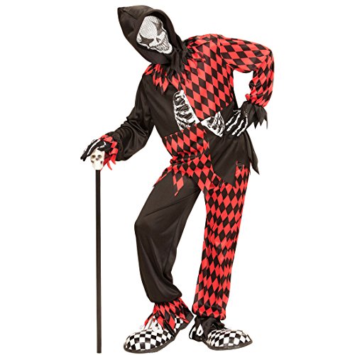 Amakando Harlekin Kostüm Halloween - 164, 14-16 Jahre - Horrorclown Halloweenkostüm für Jungen Horrorkostüm Hofnarr Gruselclown Verkleidung Mörderclown Kind Böser Clown Kinderkostüm