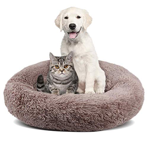 Luxuriöses Snuggle Fur Hundebett mit Abnehmbaren Bezug Katzenkissen für Kleine/Mittlergroße/Übergroße Haustier Warm Schlafsack Kuschelig Donut Nisthöhle Antirutsch Matratze