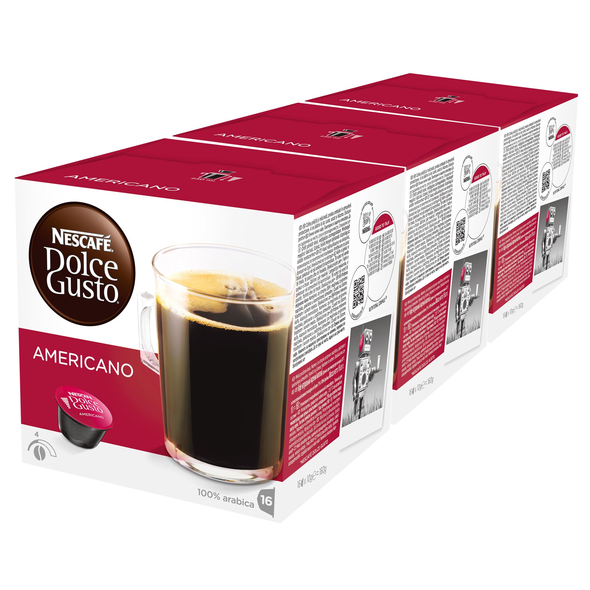 Nescafé Dolce Gusto Caffè Americano, Kaffee, Kaffeekapsel, 3er Pack, 3 x 16 Kapseln