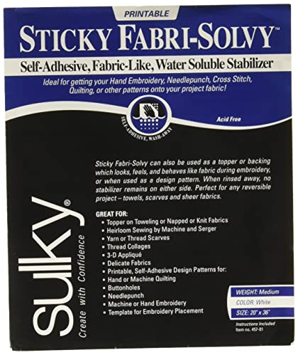Sulky Fabri-Solvy Stabilizer Stabilisator, Weiß, 20" x 36"