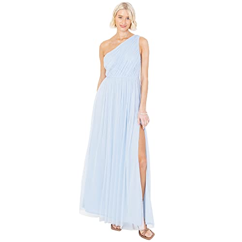 Anaya with Love Damen Womens Ladies Maxi One Cold Shoulder Dress with Slit Split Sleeveless Prom Wedding Guest Bridesmaid Ball Evening Gown Kleid, Light Blue, 40