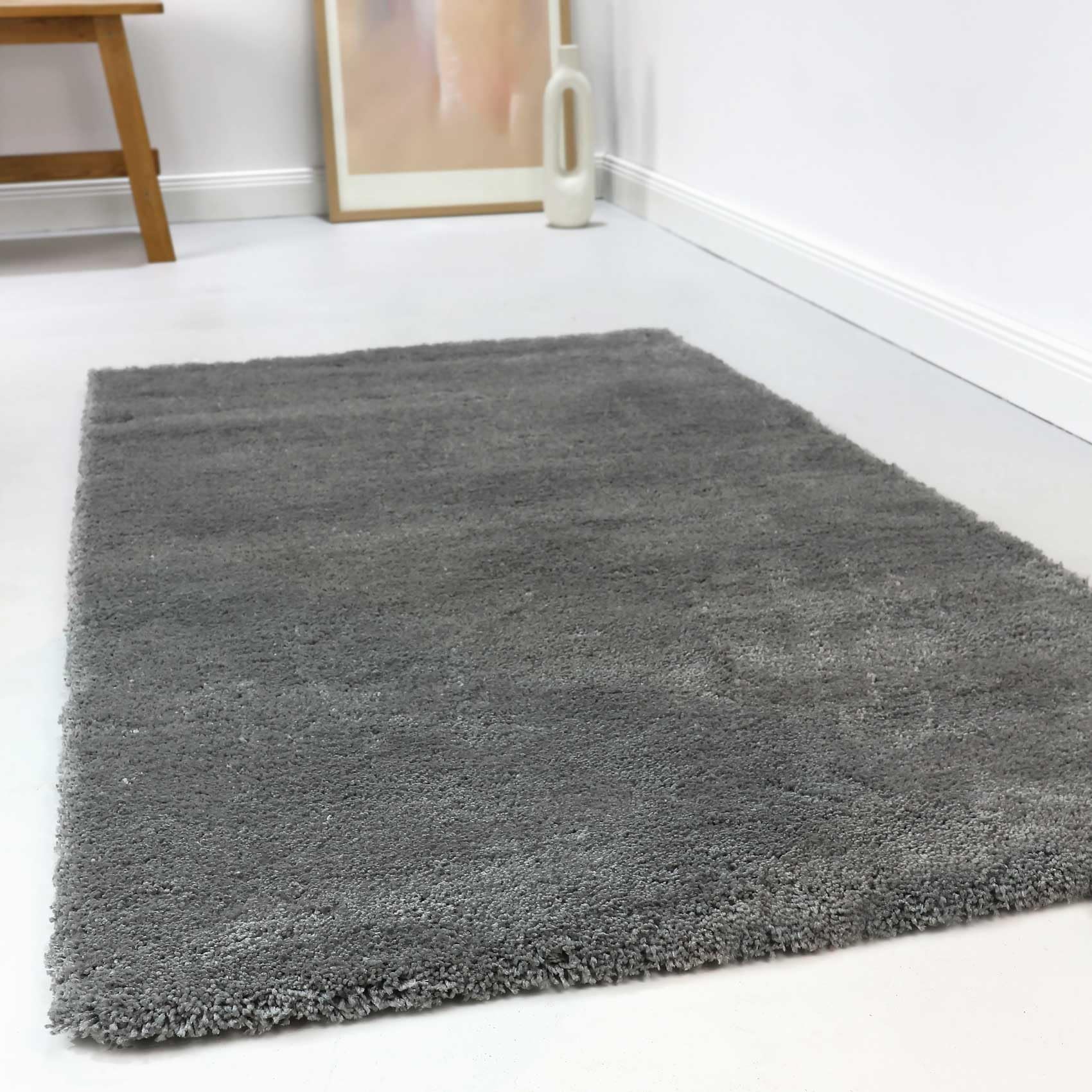 Wecon Home Kuschelig weicher Esprit Hochflor Teppich, bestens geeignet fürs Wohnzimmer, Schlafzimmer und Kinderzimmer RELAXX (130 x 190 cm, grau)