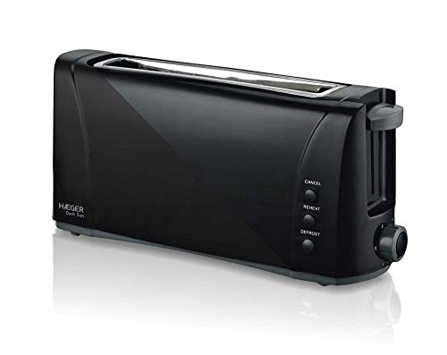 HAEGER Dark Sun 1000W Multifunktions-Toaster mit Steckplätzen, 6 Positionen und Fach Schwarz