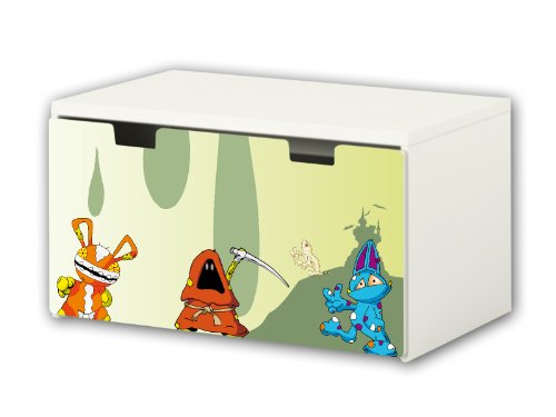 STIKKIPIX kompatibel für die Kinderzimmer Banktruhe STUVA von IKEA (90 x 50 cm) | Kleine Monster Möbelfolie | BT08 | Möbelaufkleber mit Kleine Monster-Motiv | Möbel Nicht Inklusive