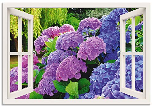 Artland Wandbild Alu für Innen & Outdoor Metall Bild 70x50 cm Botanik Blumen Hortensien Garten Blüten Landhaus T5PZ