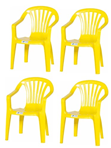 hLine Kinder Gartenstuhl Stapelsessel Sessel Stuhl für Kinder in/Out (4 Stück gelb)