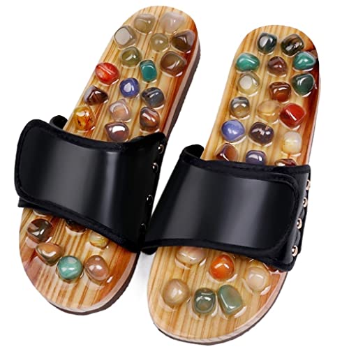 Sommer Slide Akupressur FußMassager Jade-Stein-Akupunkt-Massage Hausschuhe Schuhe Sandalen Fußreflexzonenmassage, Massage Schuhe, for Fußpflege Dusch und Badeschuhe ( Color : A , Size : 41-42 )