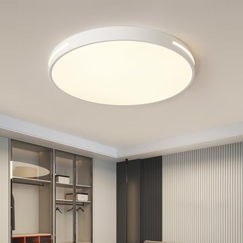 Style home 96W LED Deckenleuchte Deckenlampe, dimmbar mit Fernbedienung, Ø50x5cm ultraslim moderne Leuchte für Wohnzimmer Schlafzimmer Arbeitszimmer Büro (Weiß)