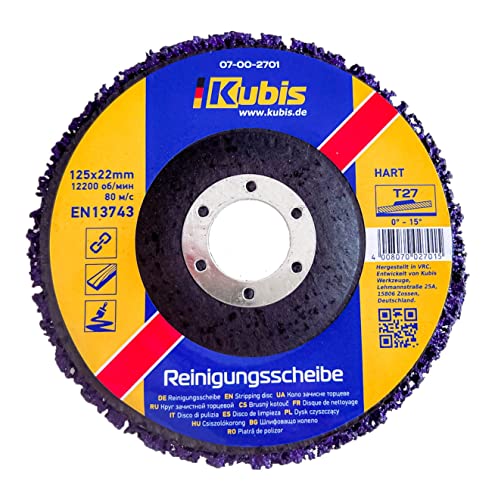 KUBIS® Lila Grobreinigungsscheibe Reinigungscheibe Set, Schleifscheibe Rostentferner für Winkelschleifer Flexscheiben Schruppscheiben (5 Stück, Ø 125mm x 22 mm)