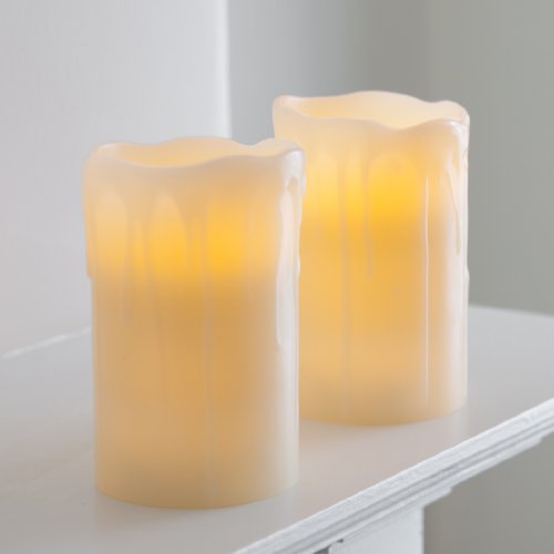 Lights4fun 2er Set LED Kerzen Echtwachs mit Timer batteriebetrieben Muttertagsgeschenk Kerze