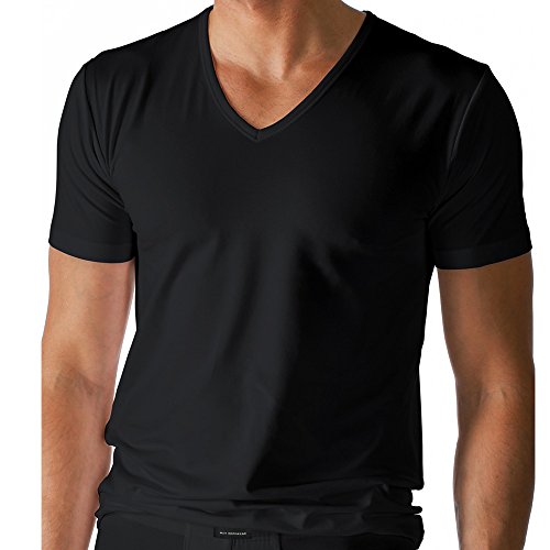 2er Pack Mey Herren Shirt - 46007 Serie Dry Cotton - Mit V-Ausschnitt - bi-elastisch - Angenehm kühl auf der Haut - Farbe Schwarz - Größe 7