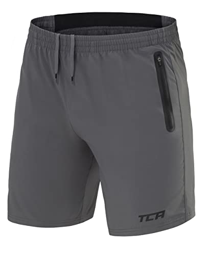 TCA Elite Tech Herren Trainingsshorts für Laufsport mit Reißverschlusstaschen - Asphalt, S