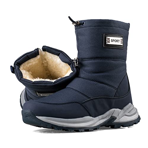 TDHLW Herren Schneestiefel Winterschuhe Herren Damen Wasserdicht Winterstiefel Warm Gefüttert Stiefeletten Wanderschuhe rutschfest Trekkingschuhe Stiefel Herren Outdoor Leichte Boots Herren,Blau,42