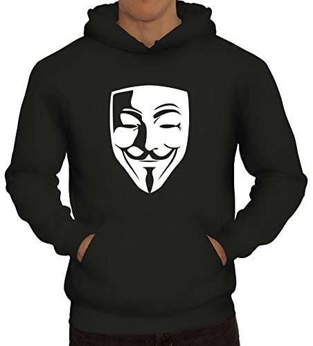 ShirtStreet, Anonymous Maske, Guy Fawkes Vendetta Herren Kapuzen Sweatshirt - Pullover S-3XL, Größe: M,Schwarz
