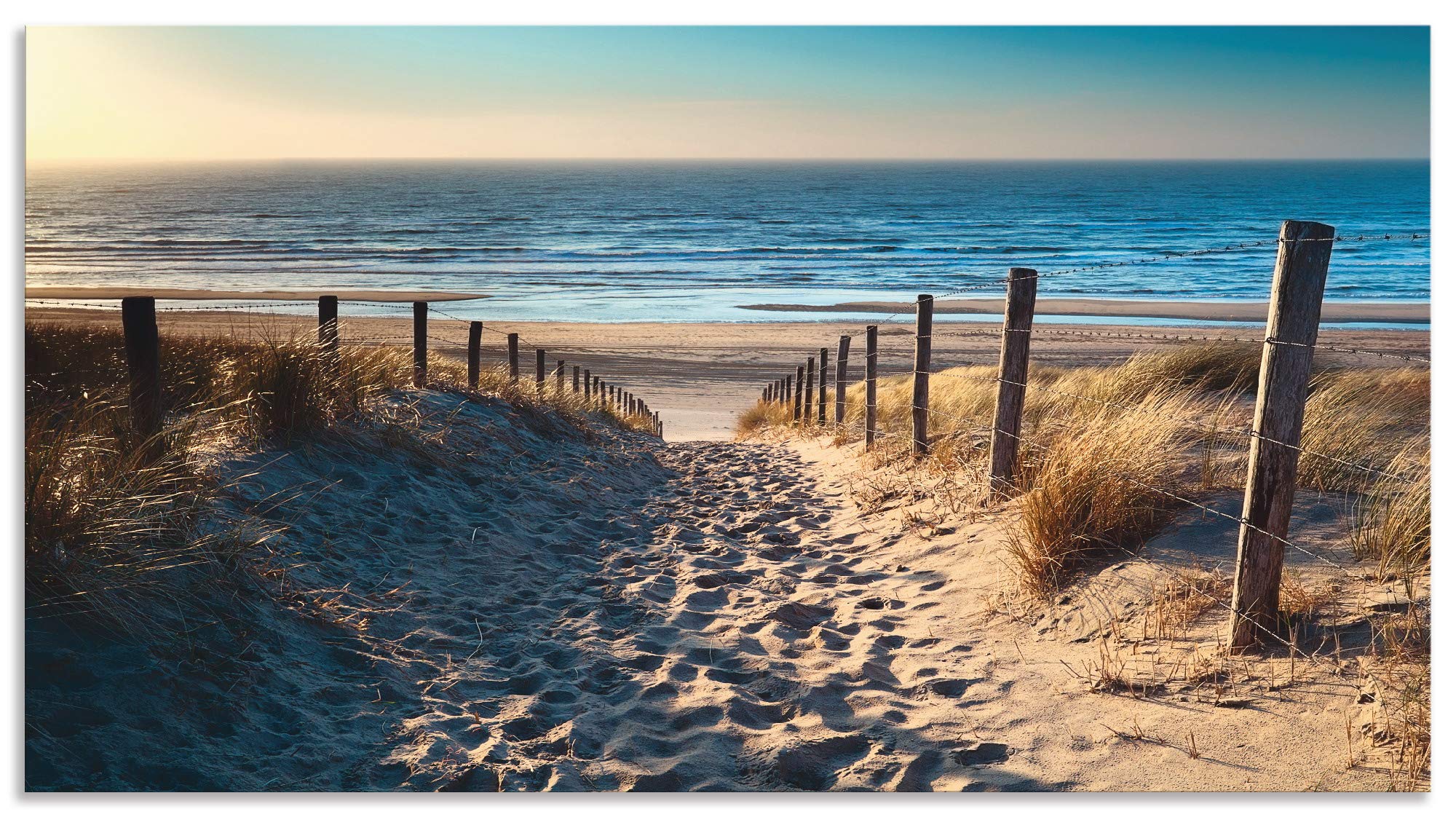 ARTland Spritzschutz Küche aus Alu für Herd Spüle 65x120 cm (BxH) Küchenrückwand mit Motiv Natur Strand Meer Weg Nordsee Sonne Gräser Dünenn Maritim T9IP