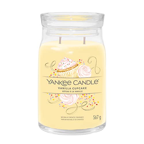 Yankee Candle Signature Duftkerze ; große Kerze mit langer Brenndauer „Vanilla Cupcake“ ; Soja-Wachs-Mix ; Perfekte Geschenke für Frauen