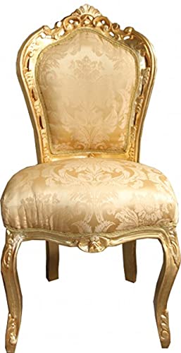 Casa Padrino Barock Esszimmer Stuhl Gold Blumen Muster/Gold ohne Armlehnen - Antik Möbel B!