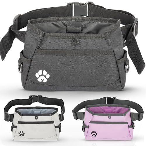 Leckerli-Tasche für das Training – Gürteltasche für Hundetraining – Leckerlibeutel für Haustiertraining mit Magnetverschluss und 3 Tragevarianten – Haustierprodukte und Haustierbedarf (schwarz)