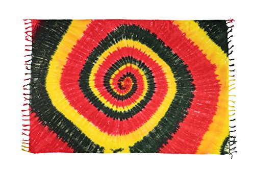 Ciffre Sarong Pareo Wickelrock Strandtuch Tuch Wickeltuch Handtuch Bunte Sommer Muster Set Gratis Schnalle Schließe (Rasta Batik MSOX)