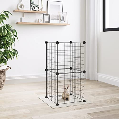 Käfig für Haustiere, 8 Paneele, Stahl, 35 x 35 cm, Schwarz