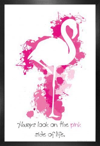 1art1 Flamingos Poster und MDF-Rahmen - Always Look On The Pink Side of Life (91 x 61cm)