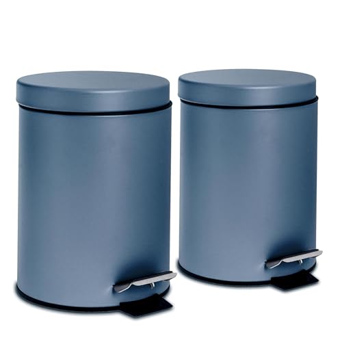 Harbour Housewares 2 Stück 3 Liter Badezimmer Treteimer mit Inneneimer - Matte Blau