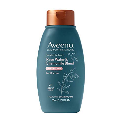 Aveeno Scalp Soothing Haircare Lightweight Moisture Pflegespülung mit Rosenwasser und Kamille, leichte Feuchtigkeitspflege und Beruhigung der Kopfhaut, für trockenes Haar, 354 ml