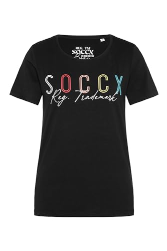 SOCCX Damen T-Shirt mit Rundhalsausschnitt Black XL