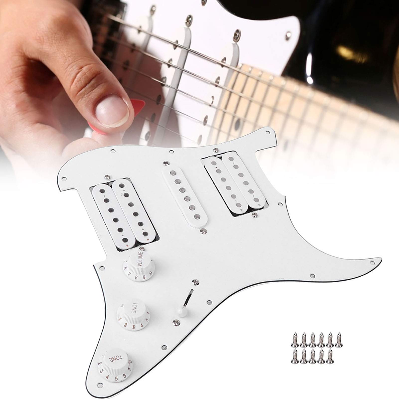 E-Gitarren-Pickguard, Metall Praktisches E-Gitarren-Pickguard, vorverdrahtet, für SQ E-Gitarre ST E-Gitarre Ersatzwartung Replacement(white)