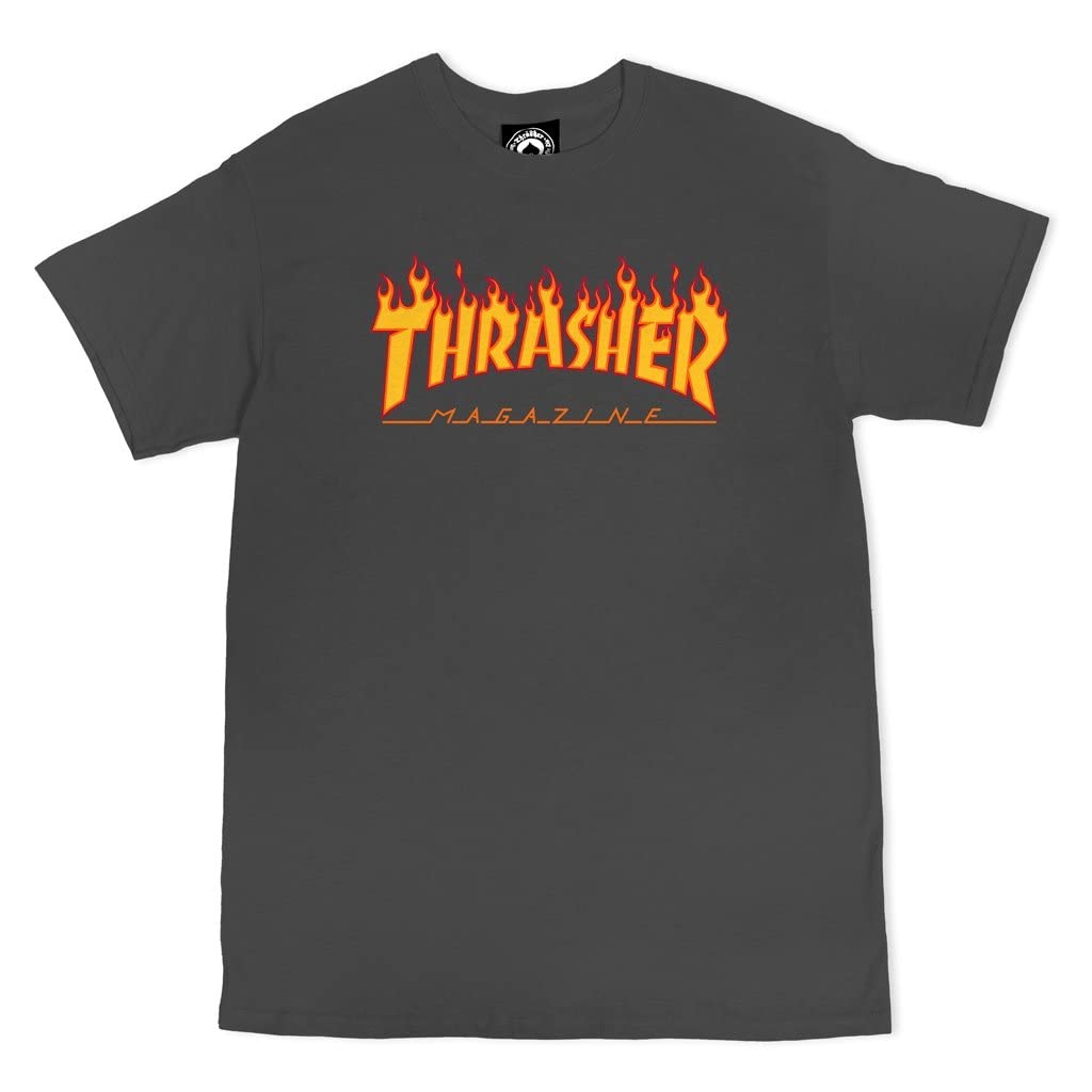 Thrasher Flame T-Shirt für Herren M Kohlegrau